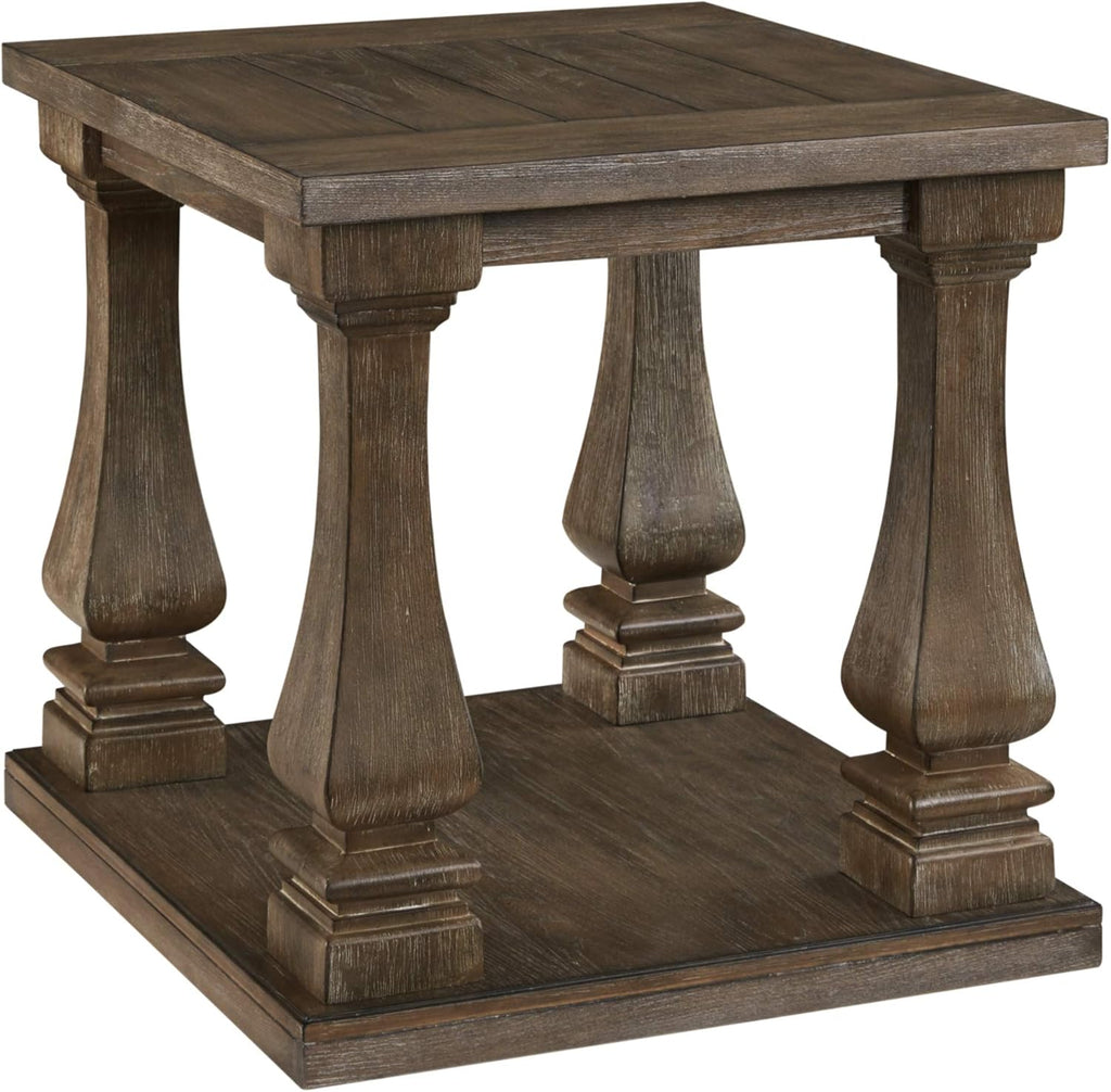Black Vintage Square End Table with Shelf B87515