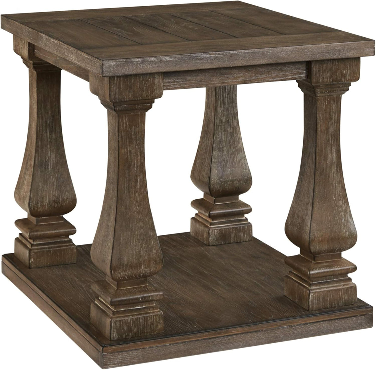Black Vintage Square End Table with Shelf B87515