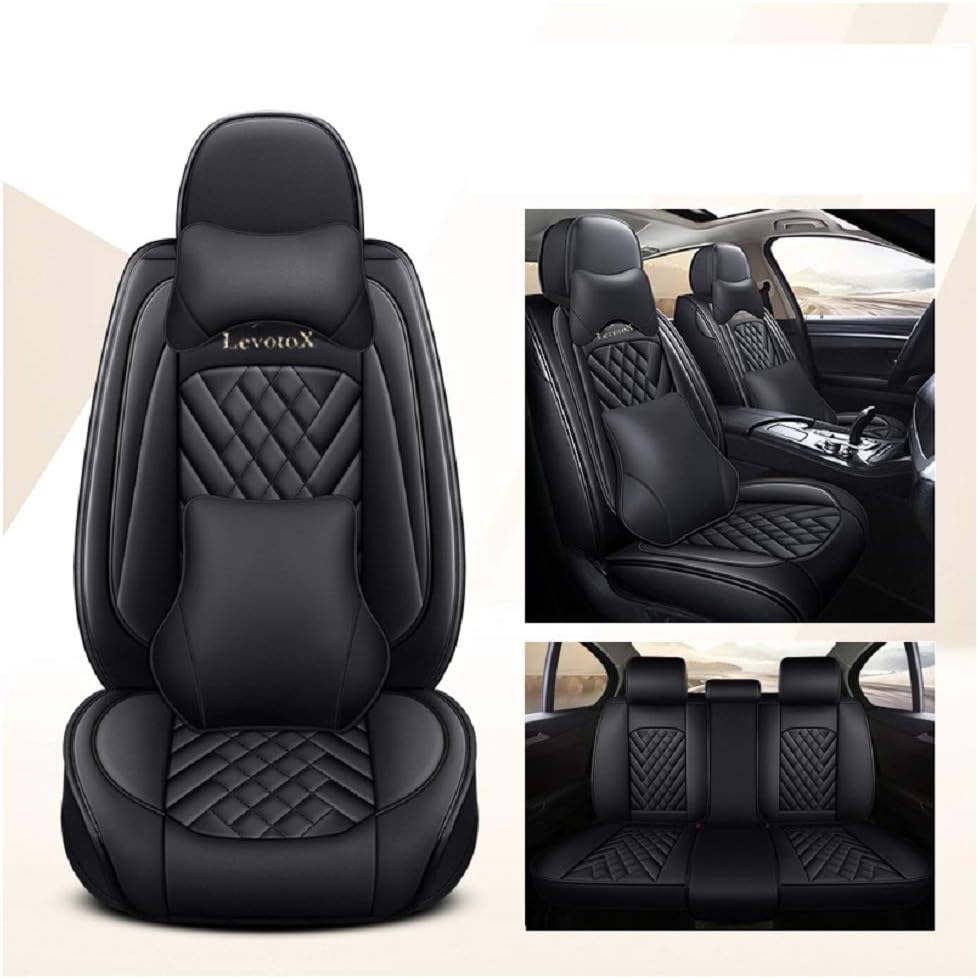 L-Black-Beige 5 Seats Full Set Car Seat Covers F139389