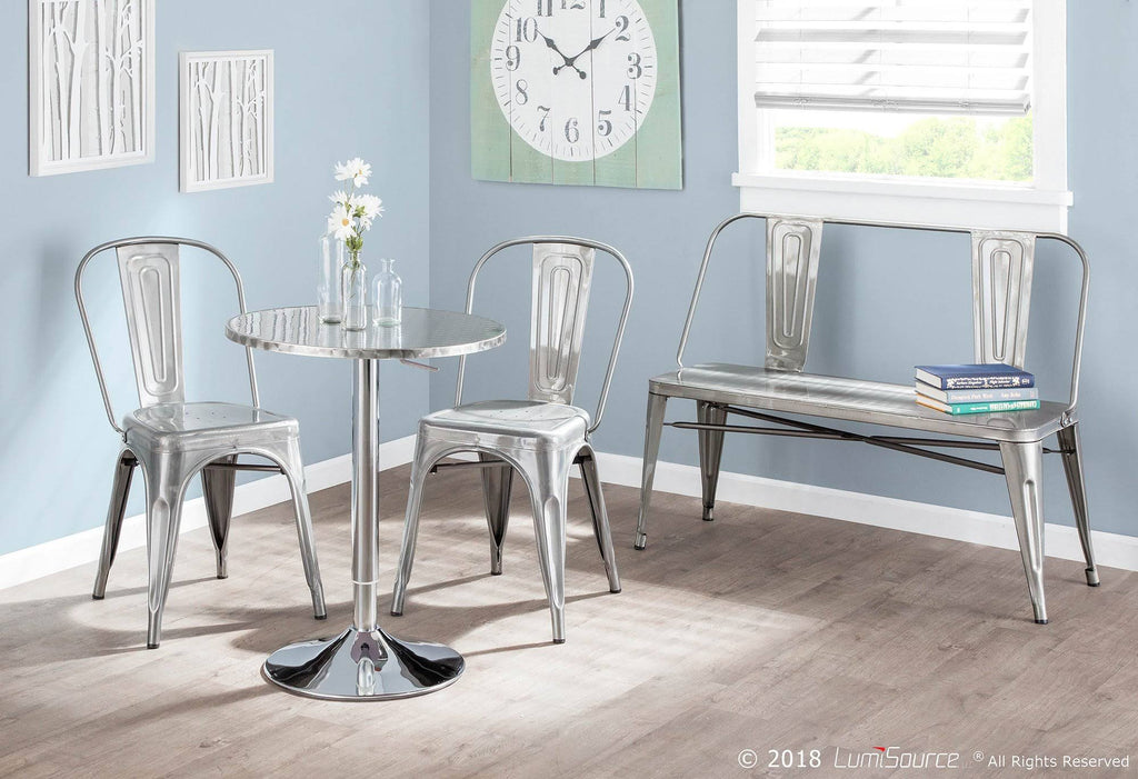 Clear Brushed Silver Metal Bench Q265
