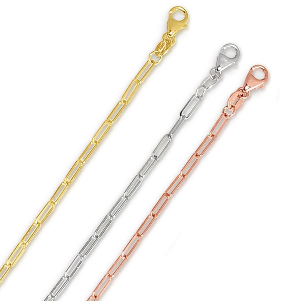 14K Rose Gold Paperclip Chain Necklace 16"-24" X599