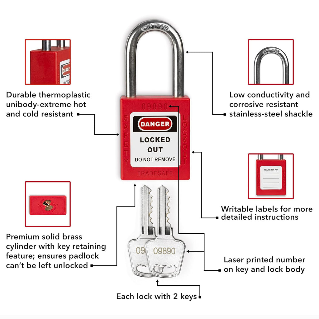 Lockout Tagout Station with 10 Padlocks, Carbon Steel Body, Pack of 2 F89525