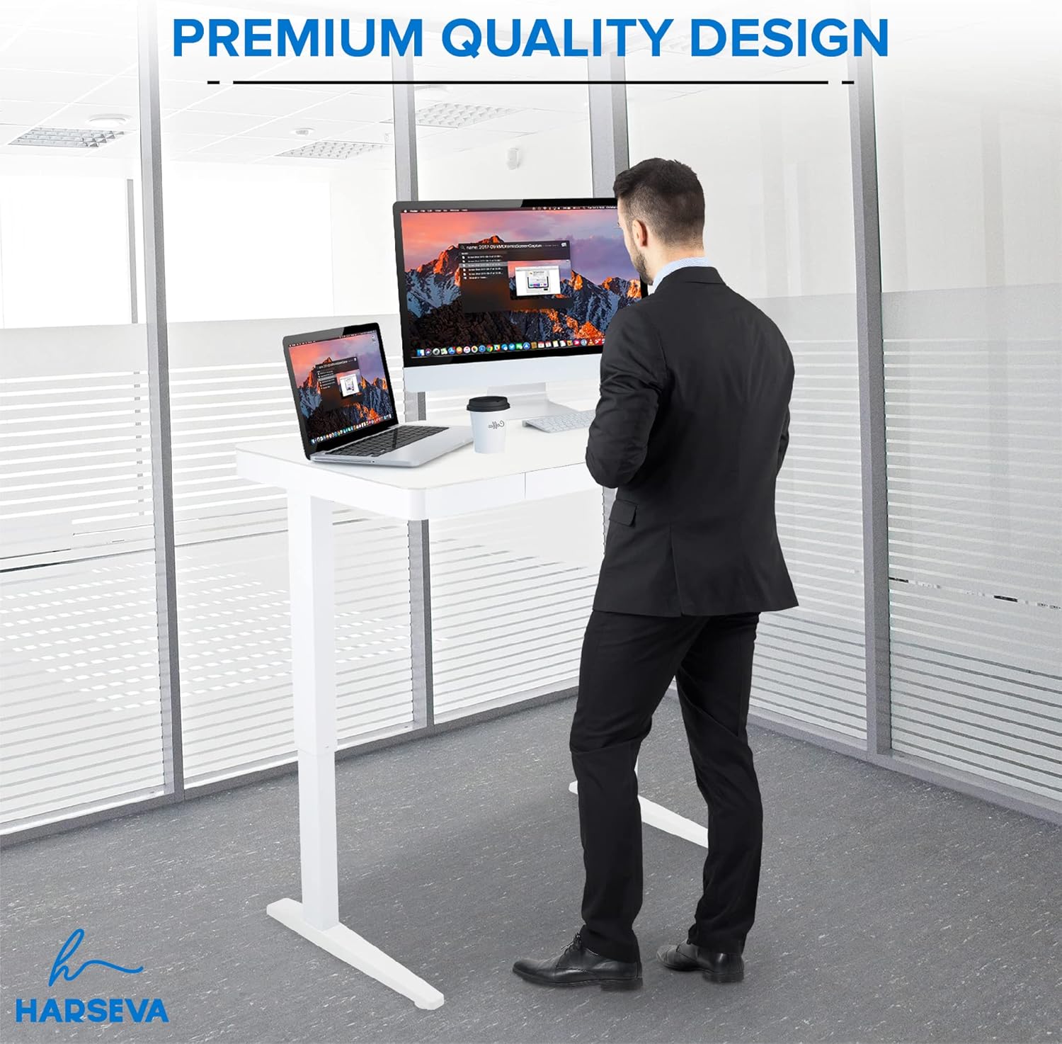 Electric Standing Desk 23x 47 Motorized Height Adjustable Table with USB Ports and Drawer V71847