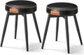 Set of 2 Upholstered Synthetic Leather Dining Stools, Ink Black L4023