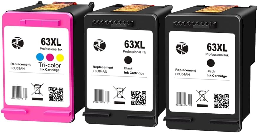 Remanufactured 63XL Ink Cartridge 2 Black 1 Tricolor Pack of 2 T42312