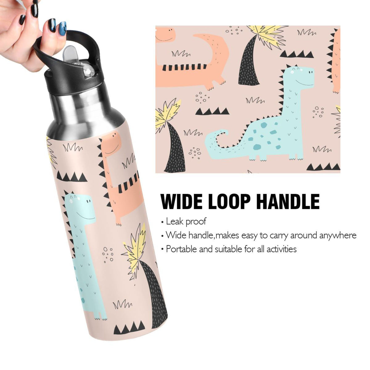 Blue Stainless Steel Vacuum Insulated Water Bottle with Straw Lid 20 OZ C14615