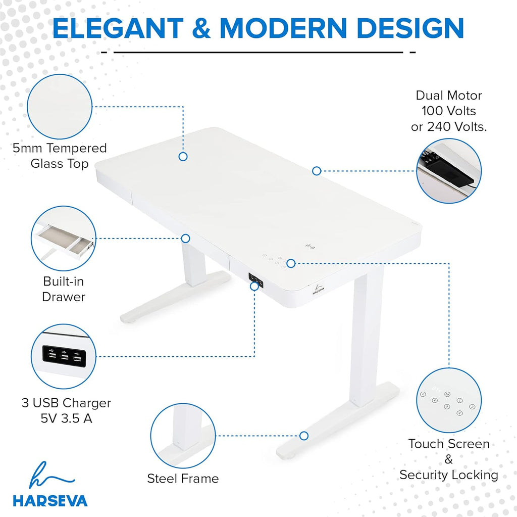 Electric Standing Desk 23x 47 Motorized Height Adjustable Table with USB Ports and Drawer V71847
