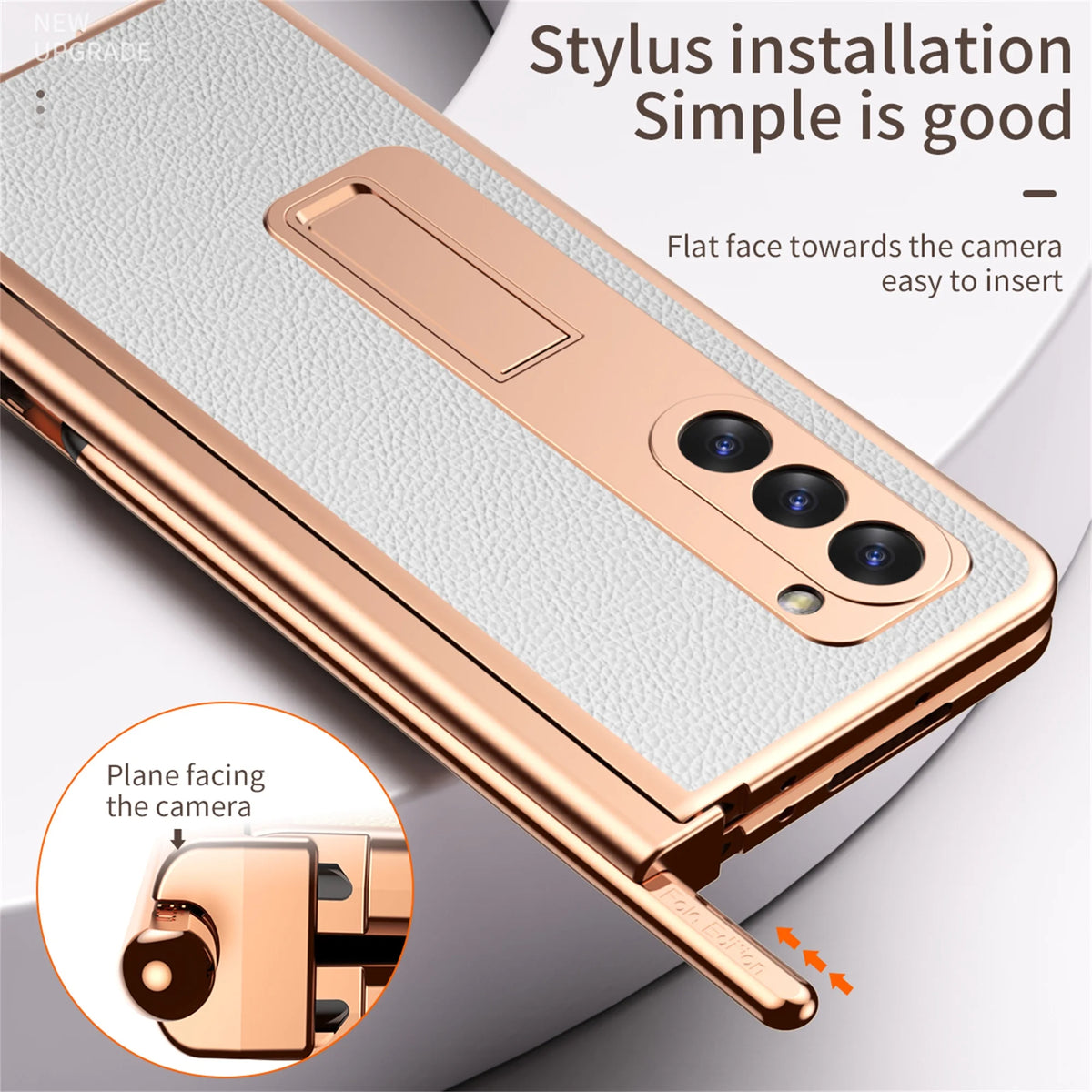 White Lychee Pattern Phone Case with Pen Slot C751415