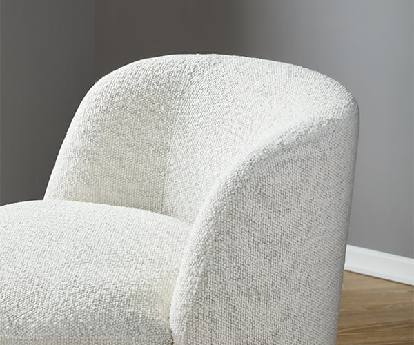 White Boucle Swivel Accent Chair O6876