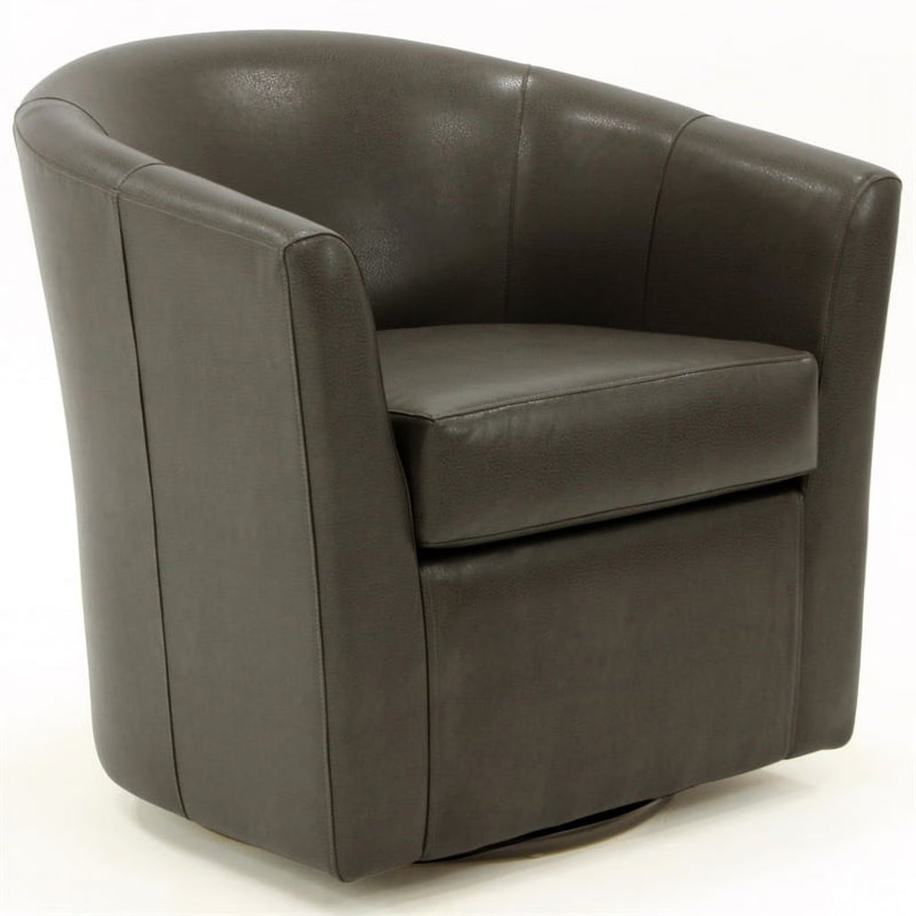 Charcoal Faux Leather Swivel Club Chair O637084