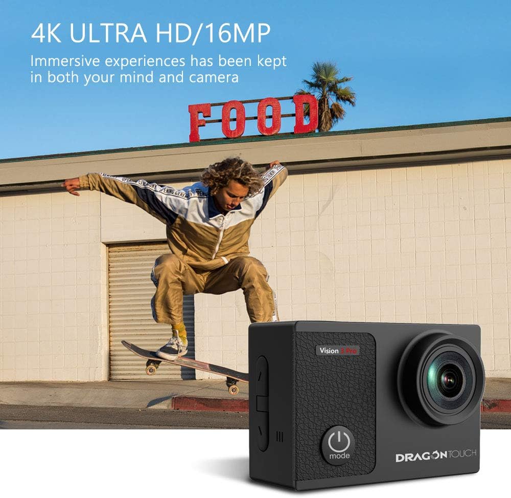 4K Waterproof Action Camera with Remote Control and Helmet Accessories Kit Pack of 2 F619