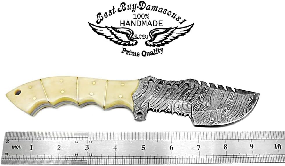 Camel Bone 9.5'' Fixed Blade Damascus Steel Hunting Knife U28695