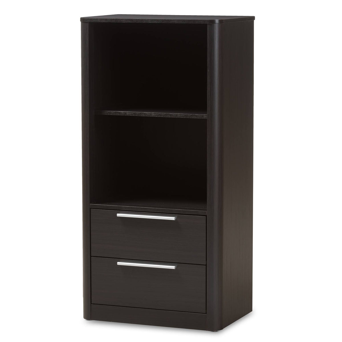 Espresso Brown Finished Wood 2-Drawer Bookcase W961