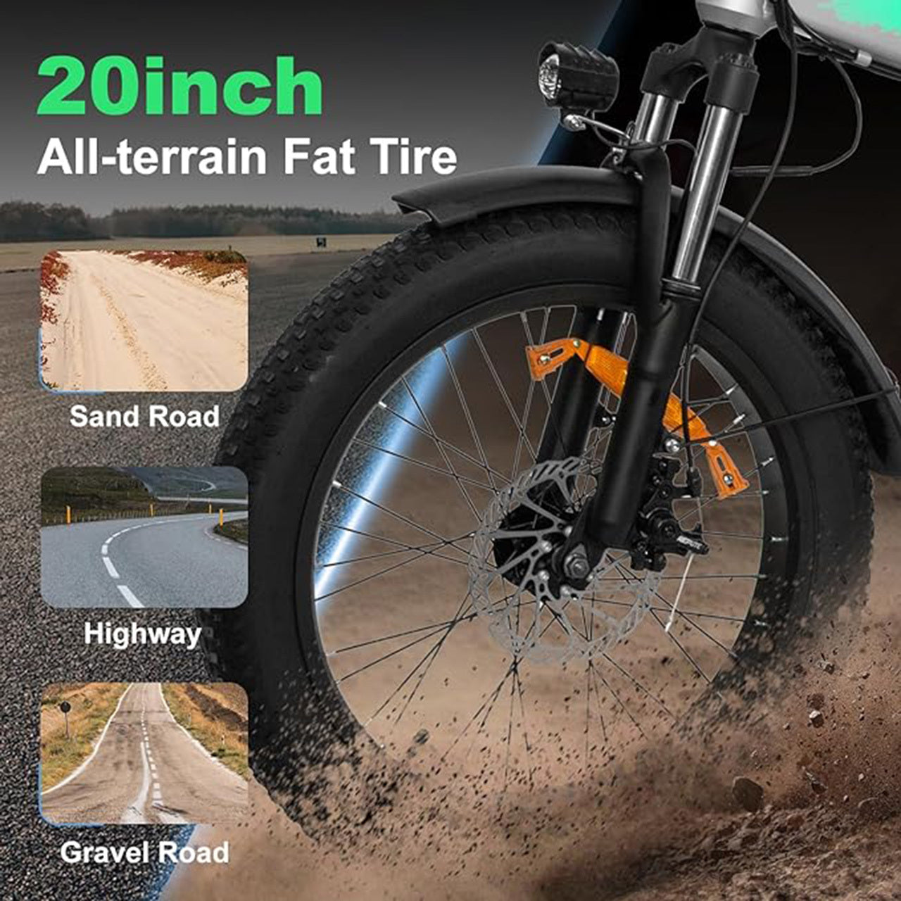 Electric Bike 20.8Ah Battery 500W 7 Speed 20 x 3.0 Fat Tire LCD Display N55667