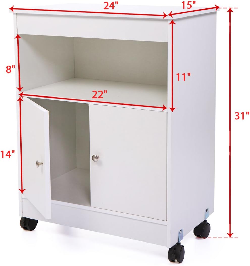 Wood Kitchen Microwave Storage Cabinet Cart Hutch E896