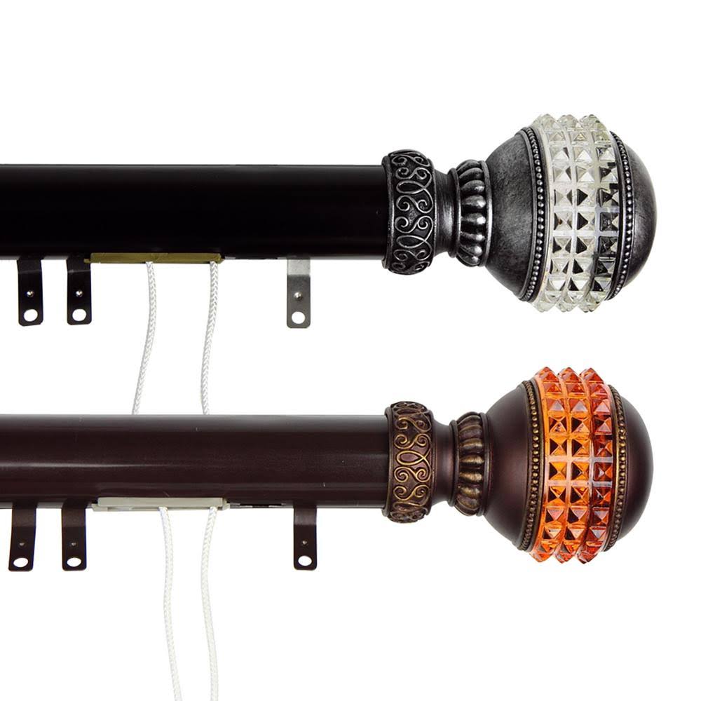 Black Decorative Traverse Rod with Sliders Finial K4554