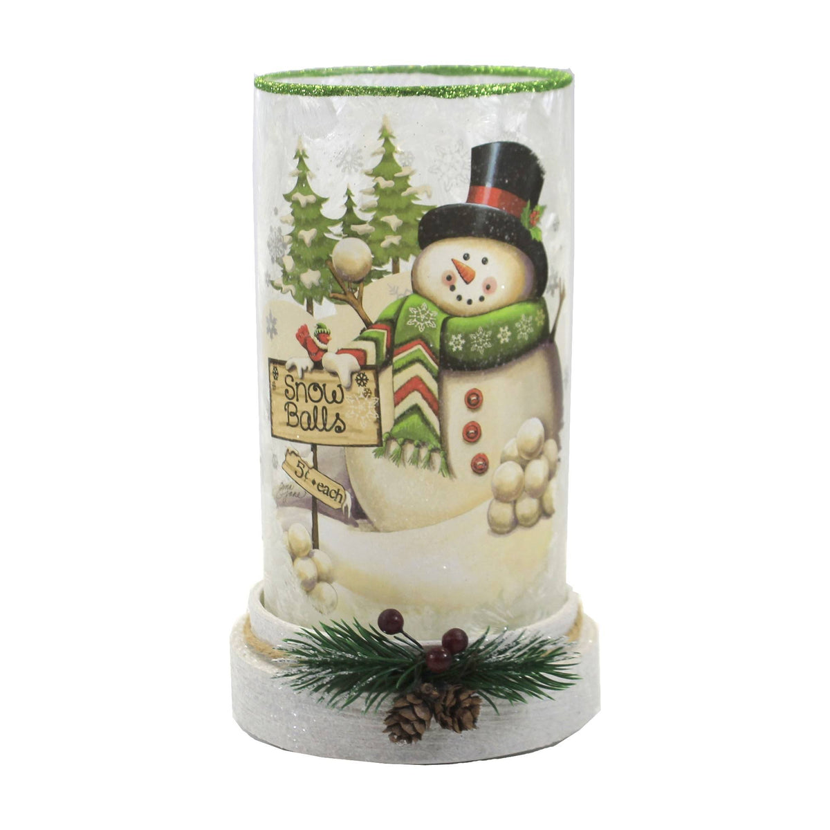 Snowman Hurricane Glass with Base Q24472