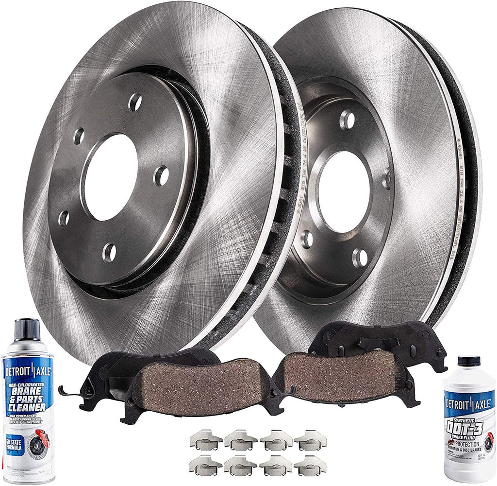 5-Lug 296mm Front Disc Rotors + Brake Pads 6pc Set F989