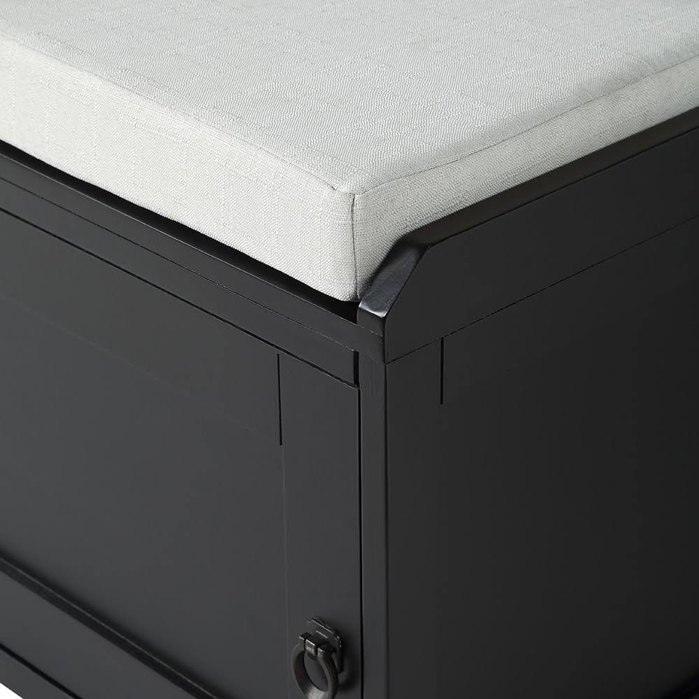 Black Wood Storage Bench with 2 Cabinets B43301