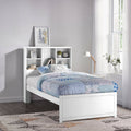 Twin Bookcase Bed with Bookshelves White O8973