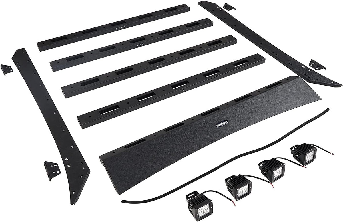 Roof Rack Cargo Carrier Crossbars Basket with LED Lights for Toyota Tacoma 05-22 Access Cab 2nd 3rd Gen Pickup Truck L931