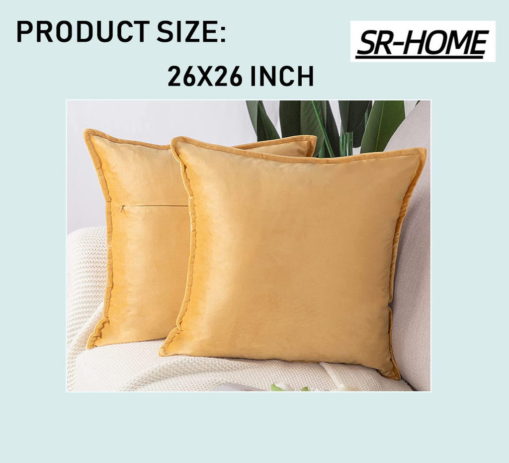 Set of 2 Velvet Decorative Throw Pillow Covers with Fringe Cushion Case E17501