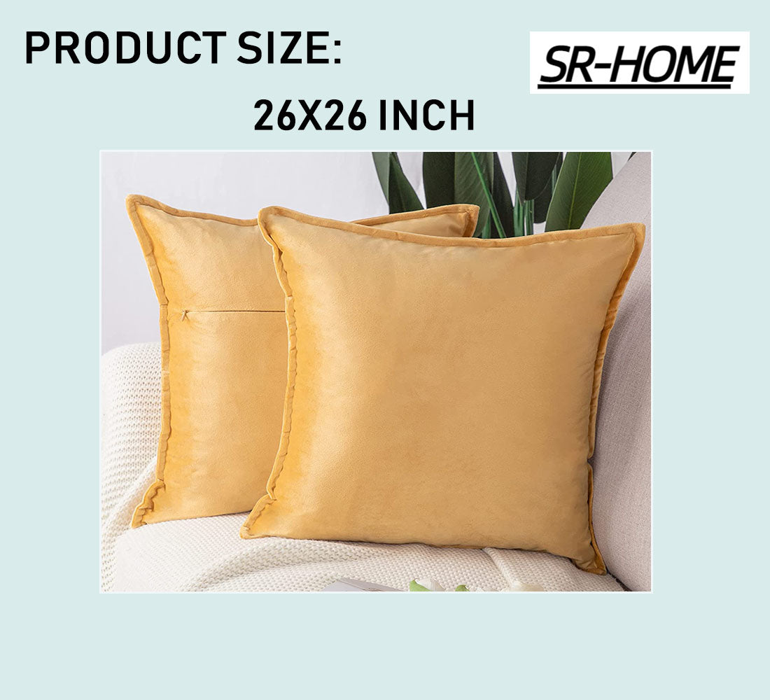 Set of 2 Velvet Decorative Throw Pillow Covers with Fringe Cushion Case E17501