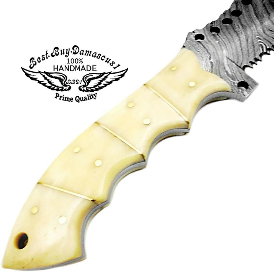 Camel Bone 9.5'' Fixed Blade Damascus Steel Hunting Knife U28695