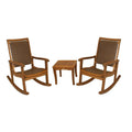 3 Piece Brown Wicker Rocking Chair Set with Square Accent Table N1126