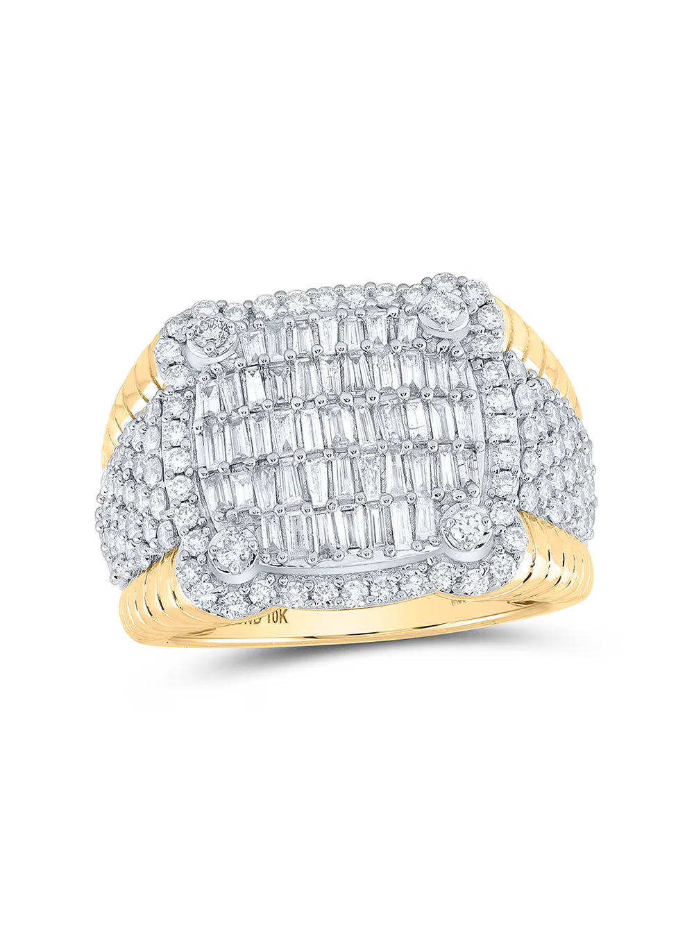 10kt Yellow Gold Mens Baguette Diamond Band Ring 2-1/4 Cttw F7771