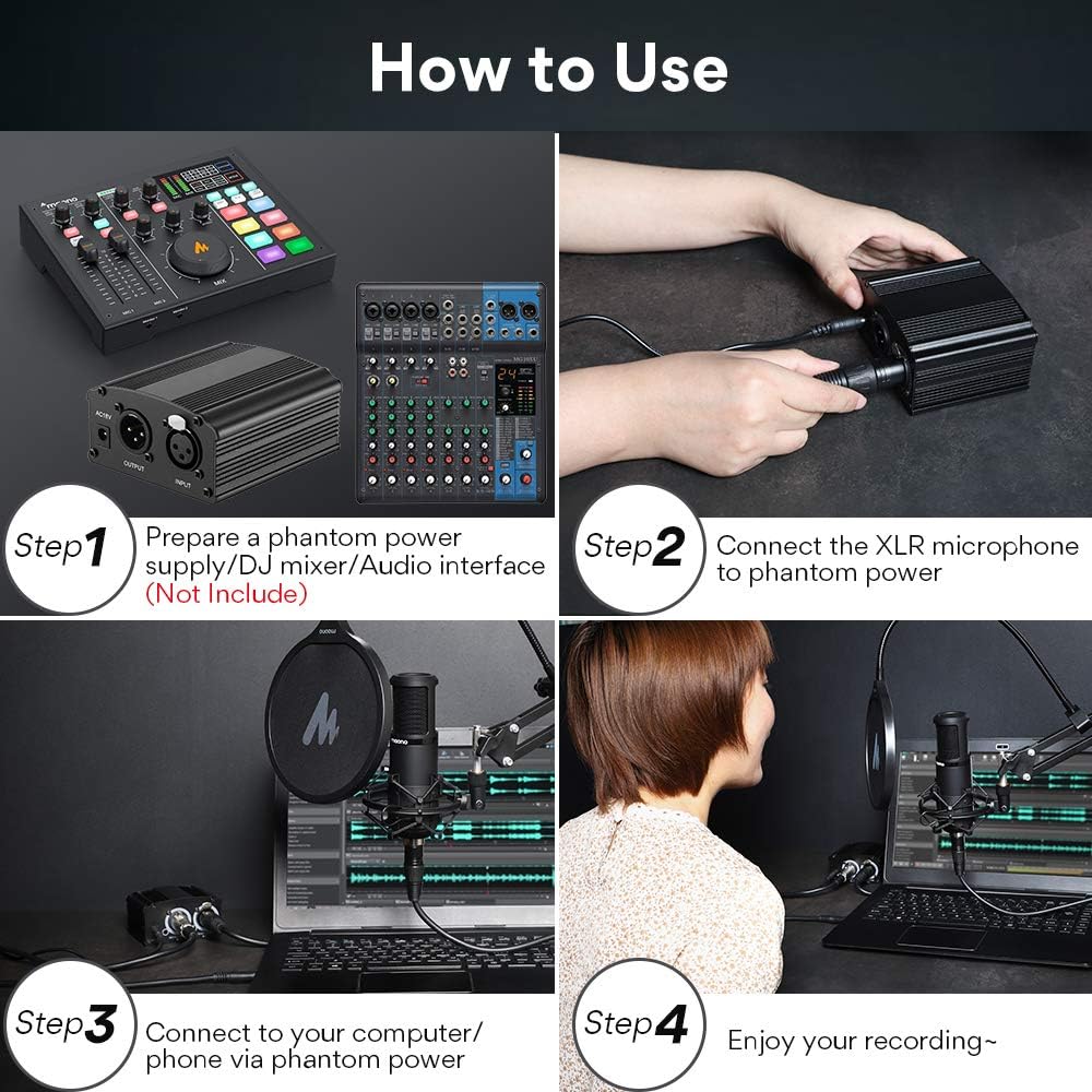 XLR Condenser Microphone Kit, Cardioid Studio Condenser Recording Mic, Pack of 2 R570671