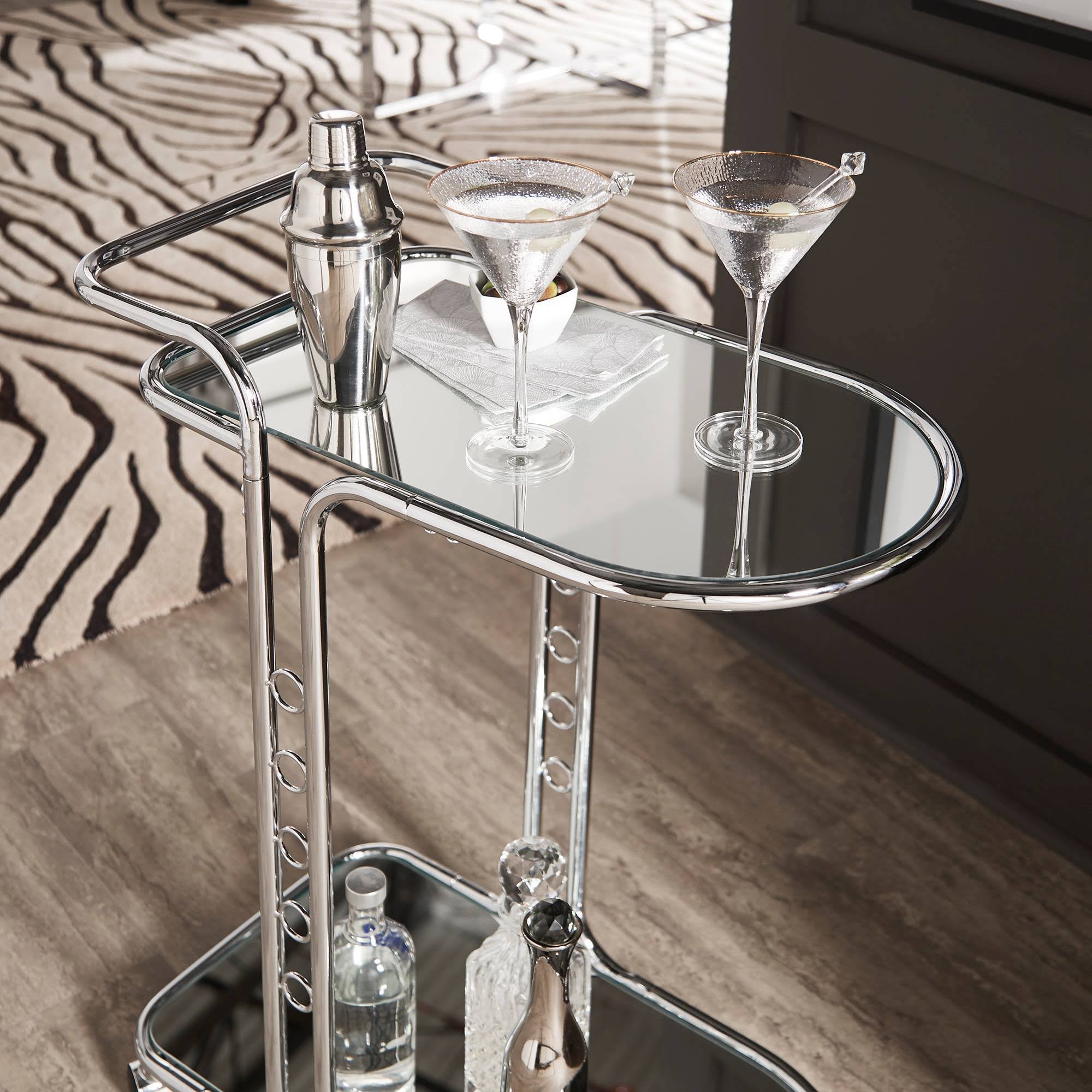 Chrome Finish Round Edge Bar Cart C952
