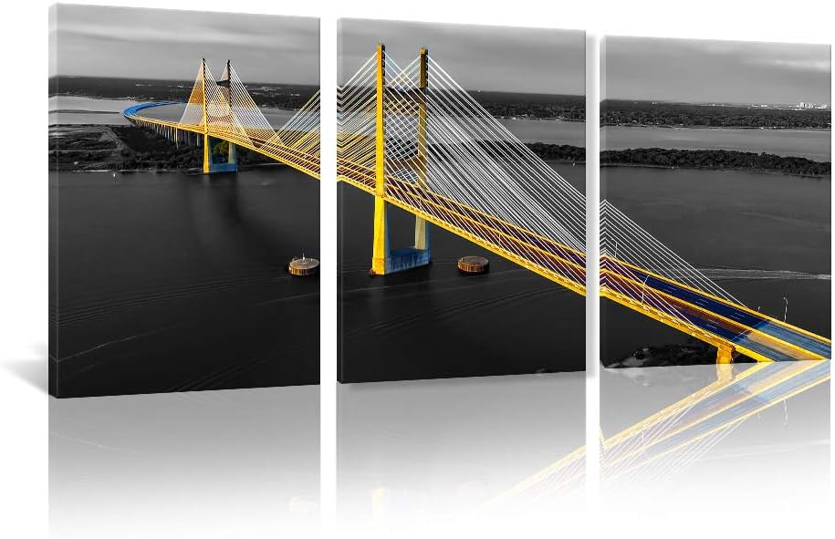 Black and Red Golden Gate Bridge Canvas Wall Art 20x28 3pcs A71208