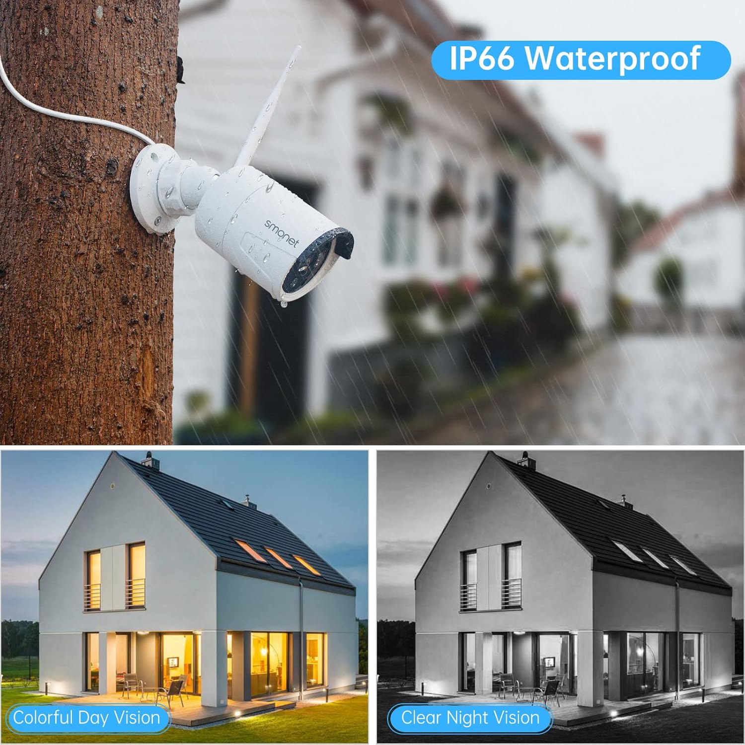 4pcs 3MP Wireless Security Camera System with Audio, Night Vision M172