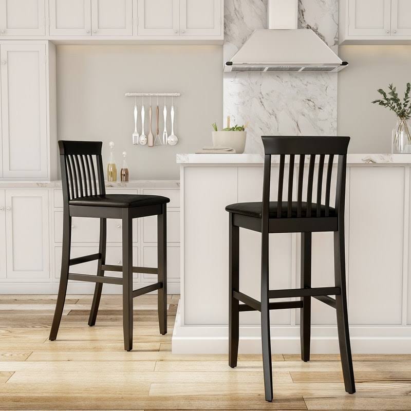 Black Slat Back Bar Stool E756