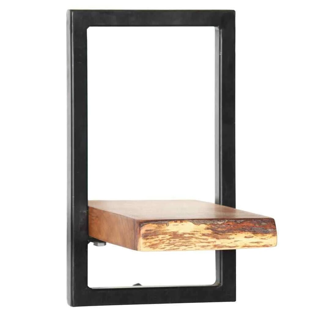 5 Piece Solid Acacia Wood and Steel Wall Shelf Set R660615