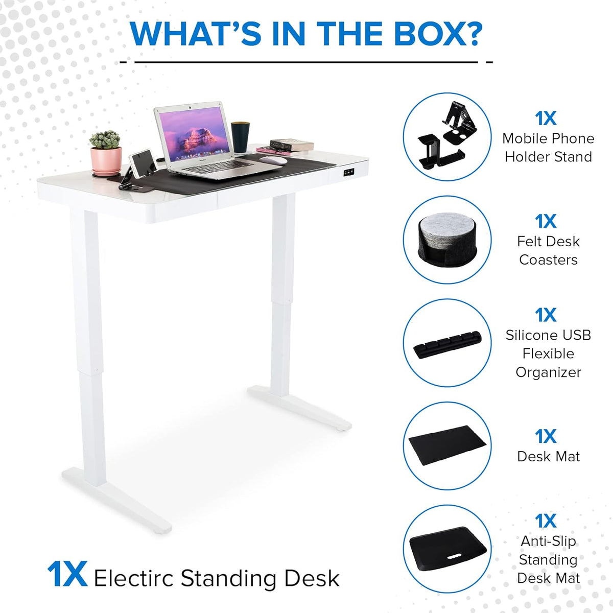 Electric Standing Desk 23x 47 Motorized Height Adjustable Table with USB Ports and Drawer V71847