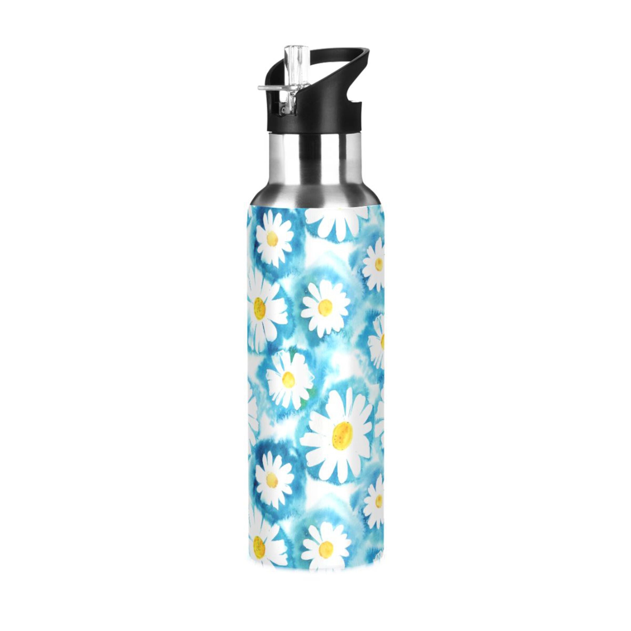 Blue Stainless Steel Insulated Water Bottle with Straw Lid Z6470