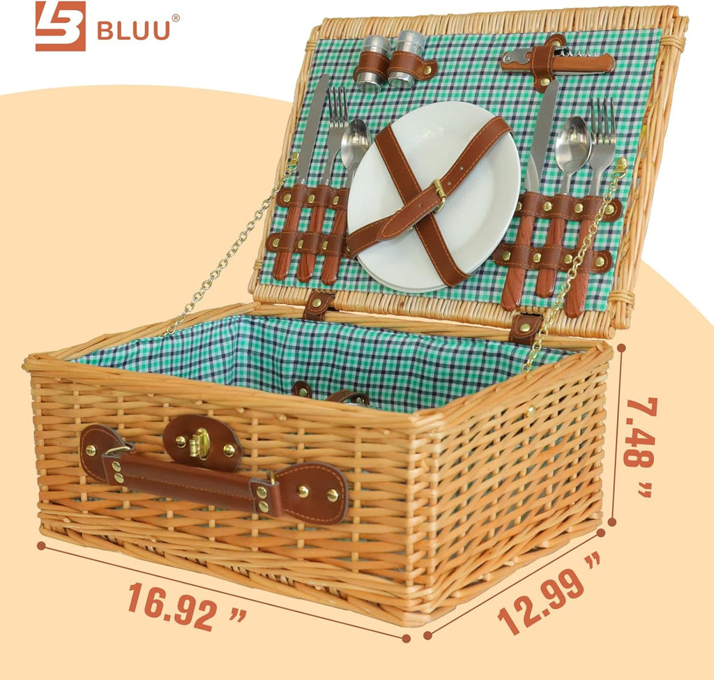 Small Wicker Picnic Basket for 2 Persons with Cutlery R719