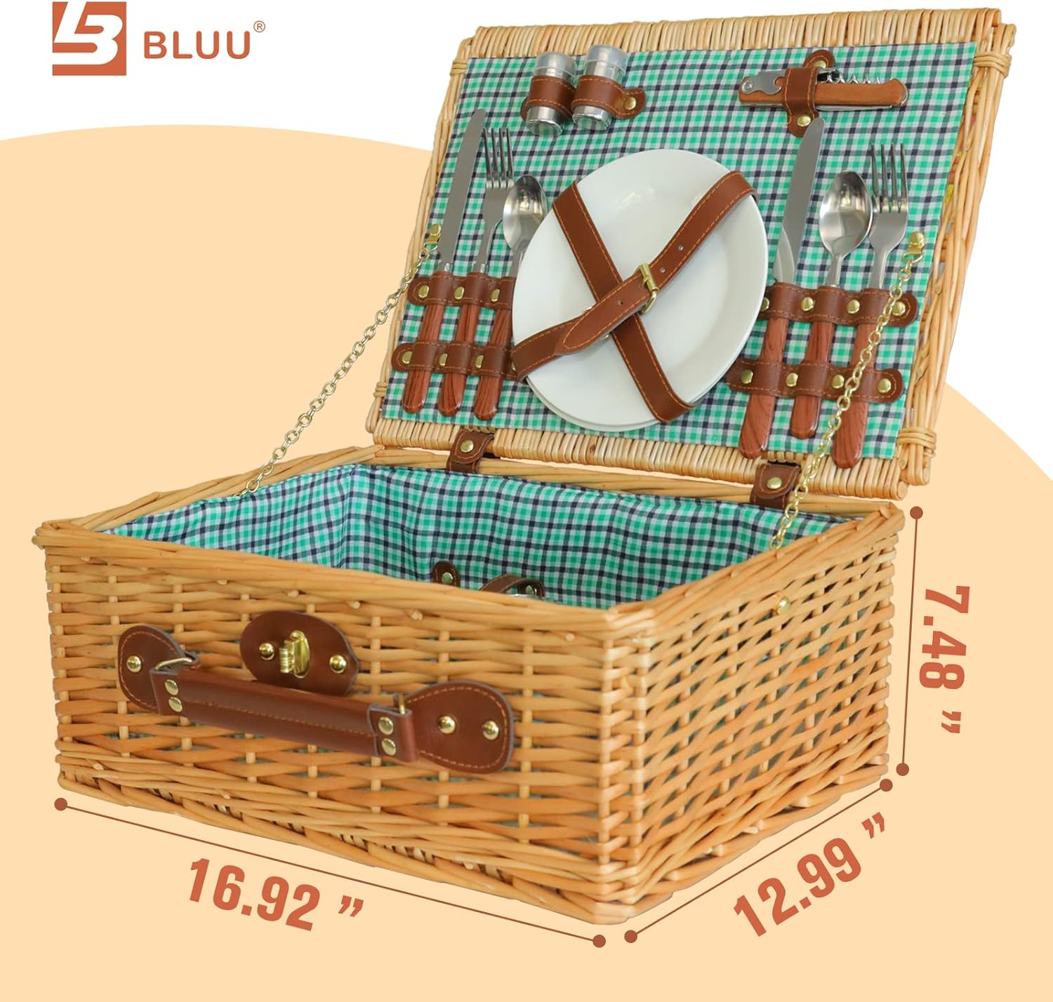 Small Wicker Picnic Basket for 2 Persons with Cutlery R719