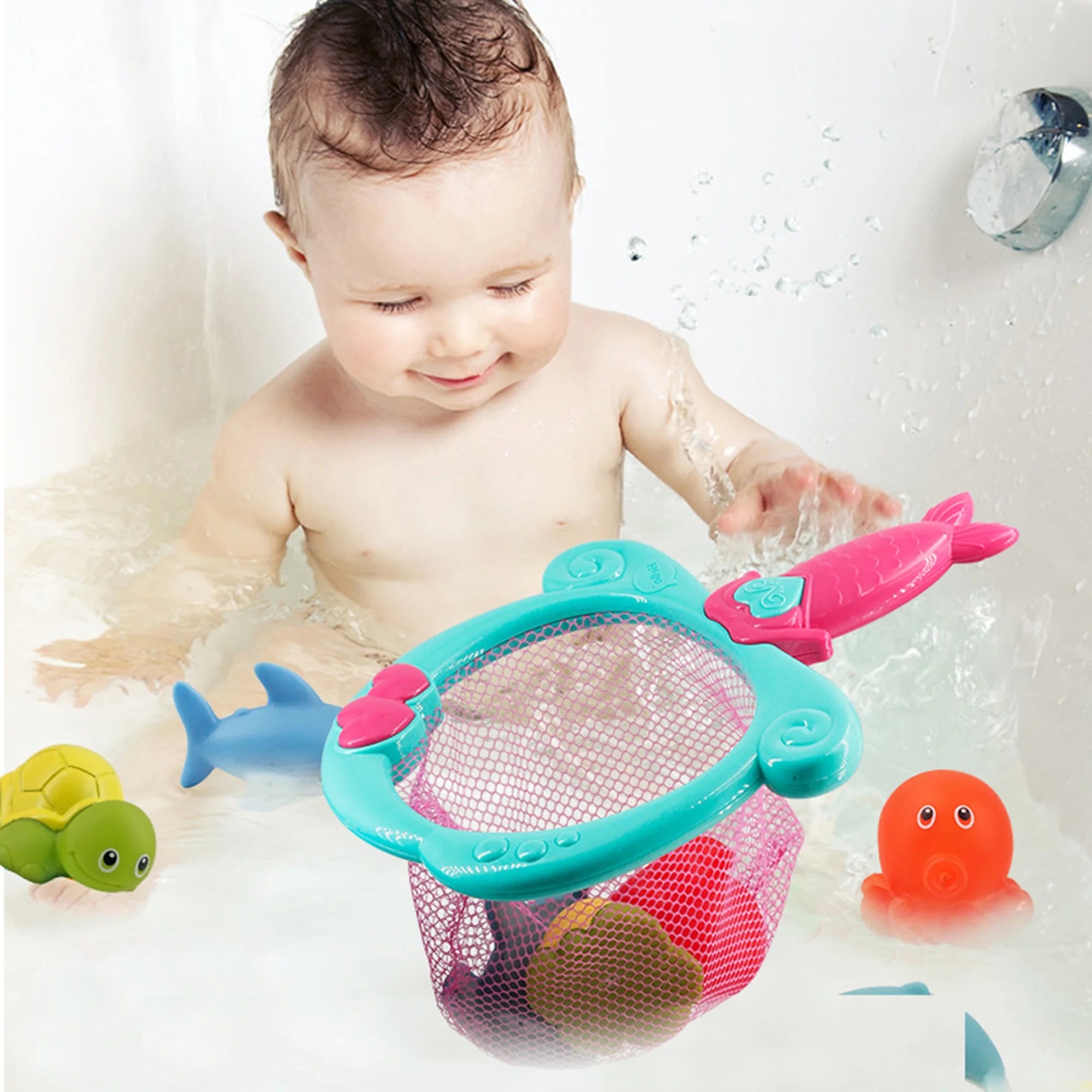 Color Changing Floating Baby Bath Toys with Net K124