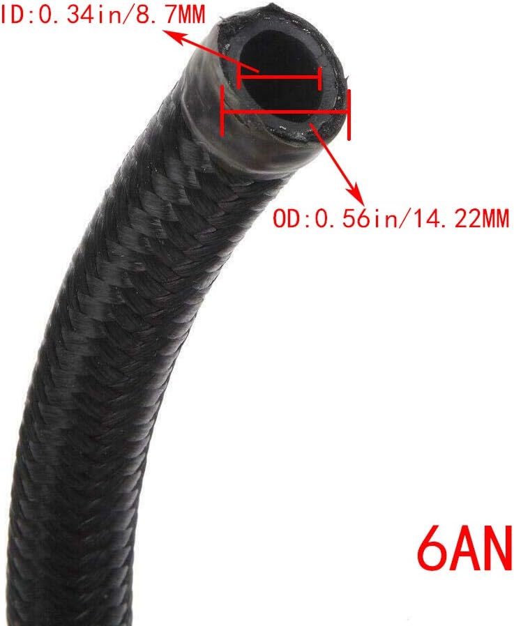 16Ft Universal Braided Oil Fuel Line Hose Stainless Steel Nylon with 10PC Swivel Fitting Hose Ends & 2PC Hose Separators Kit Q3244
