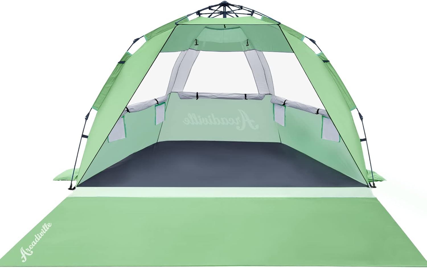 Pop up Beach Tent 4 Person UPF 50+ Portable Lightweight Sun Shelter with Extended Floor O236