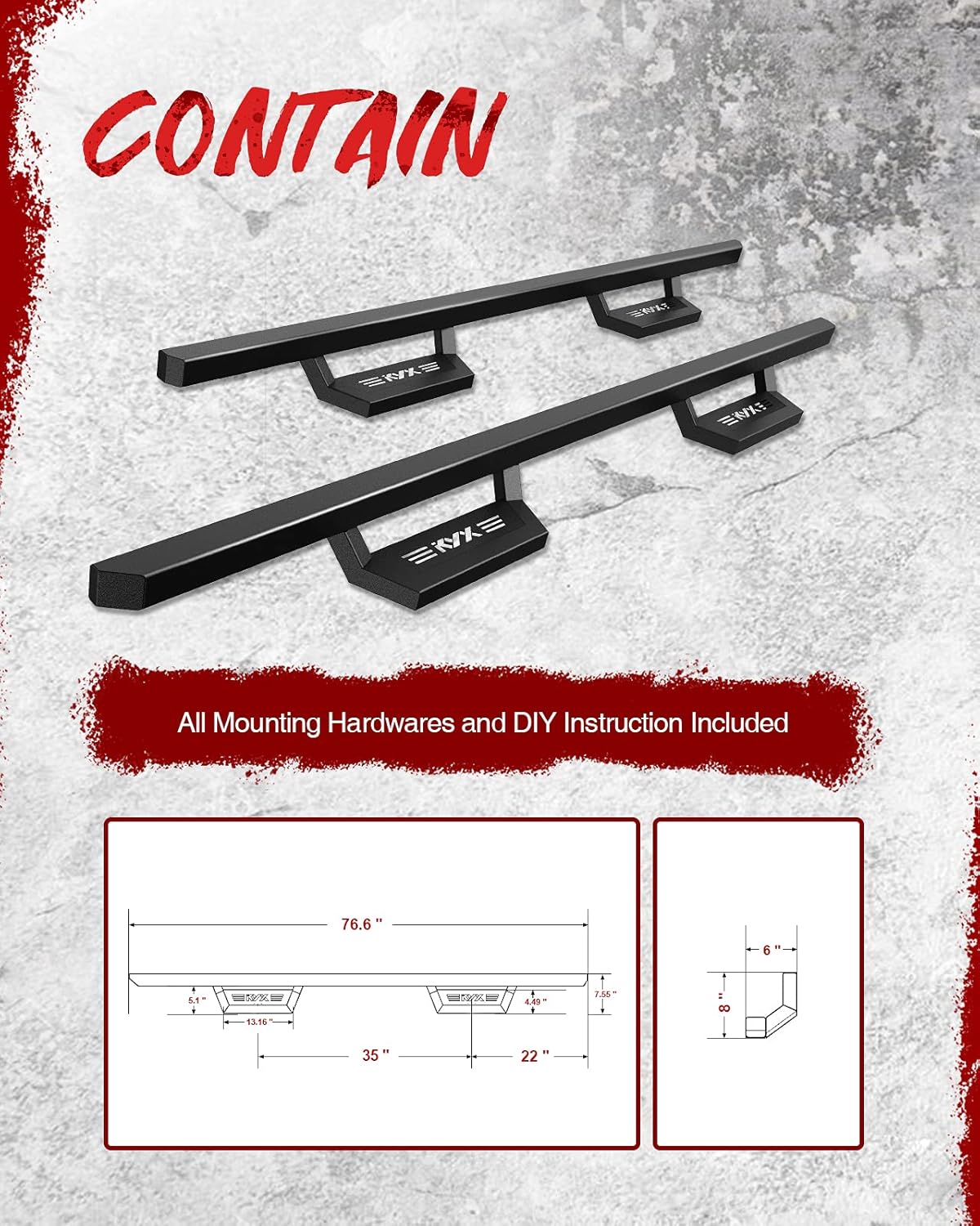 5 Inches Side Steps Nerf Bars Running Boards for Crew Cab G4927