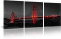 Black and Red Golden Gate Bridge Canvas Wall Art 20x28 3pcs A71208