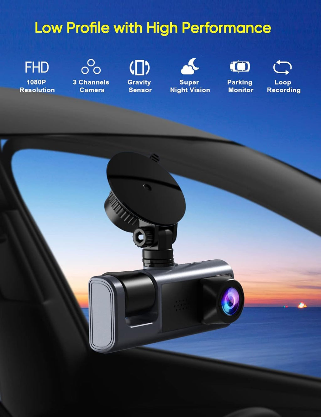 3 Channel 1080P Dash Cam with IR Night Vision, Pack of 2 V5114