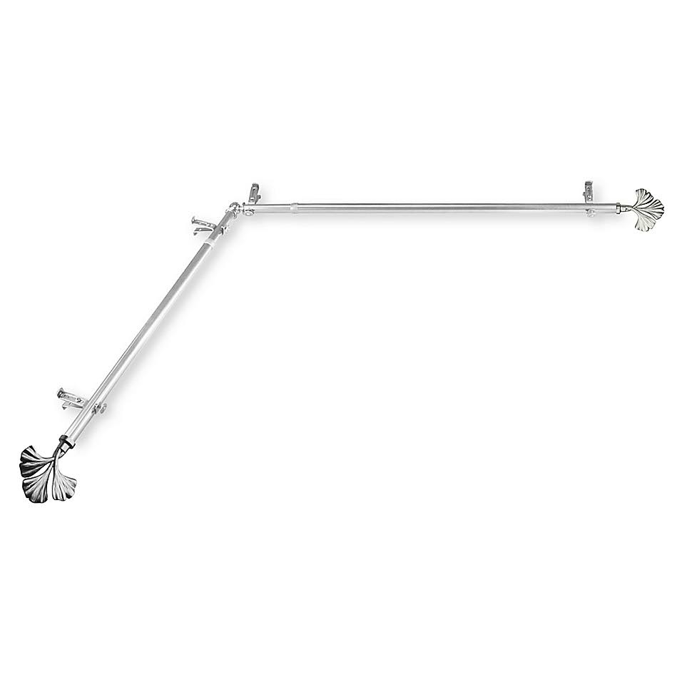 Single Corner Drapery Rod with Finials in Satin Nickel F5138