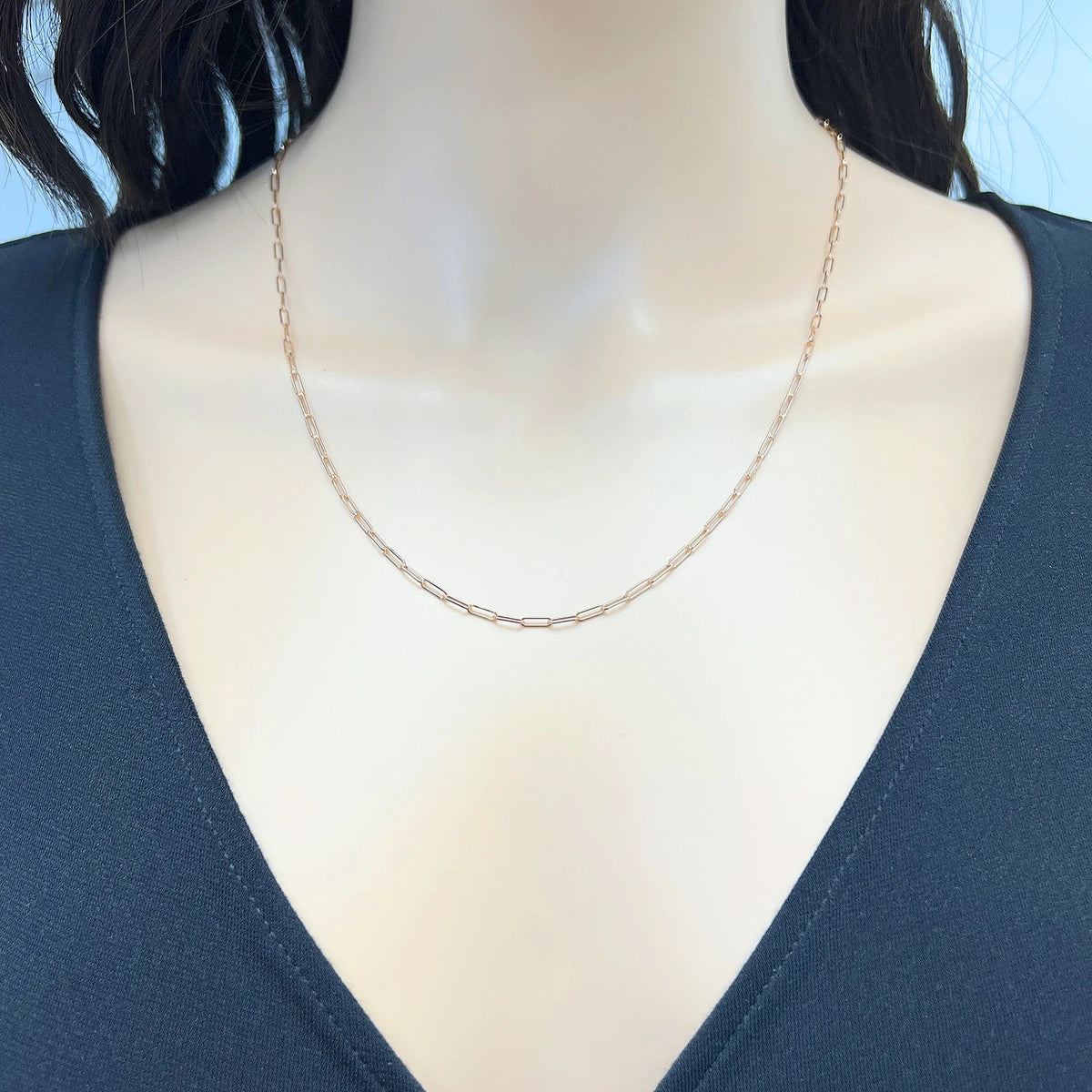 14K Rose Gold Paperclip Chain Necklace 16"-24" X599