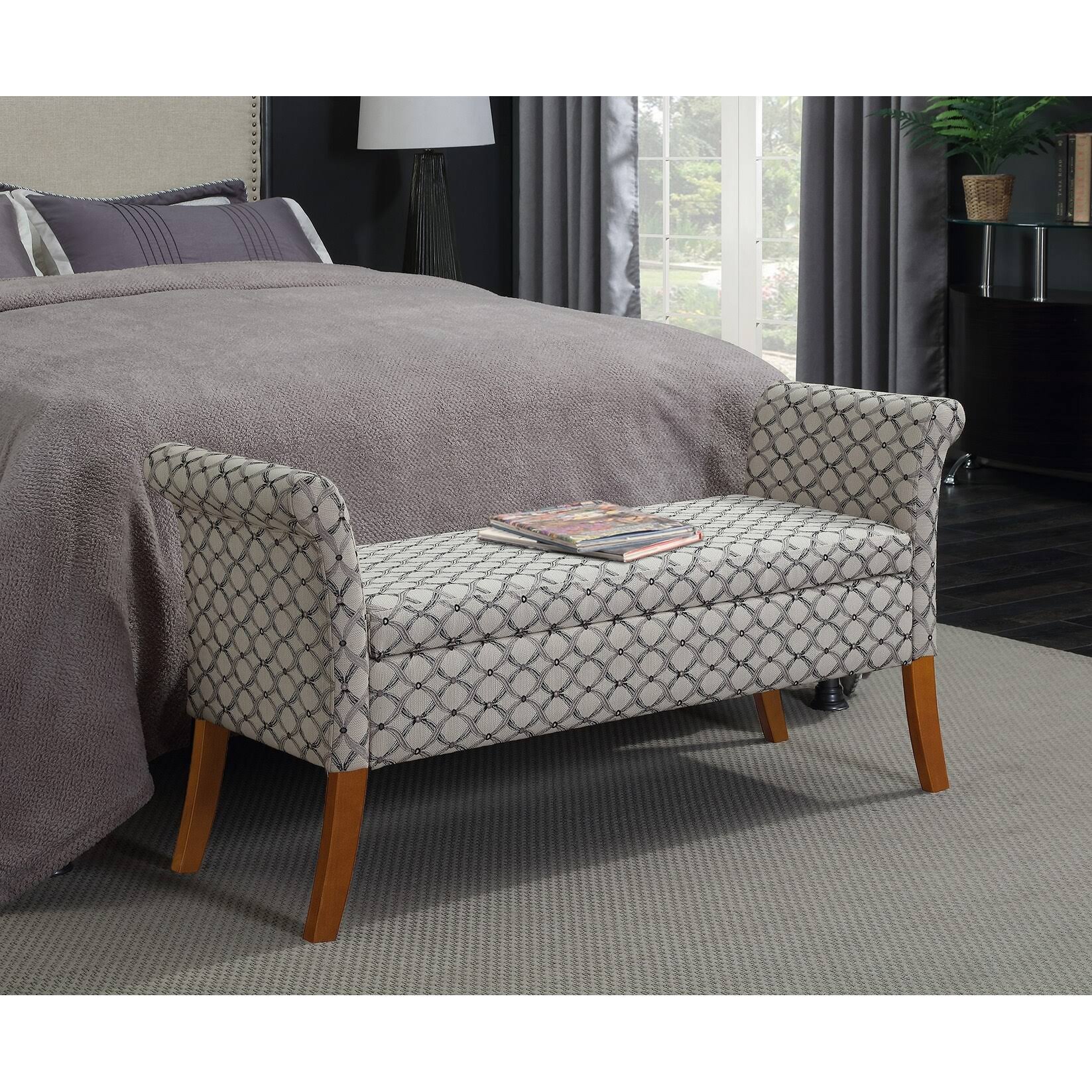Espresso Faux Leather Storage Bench W199