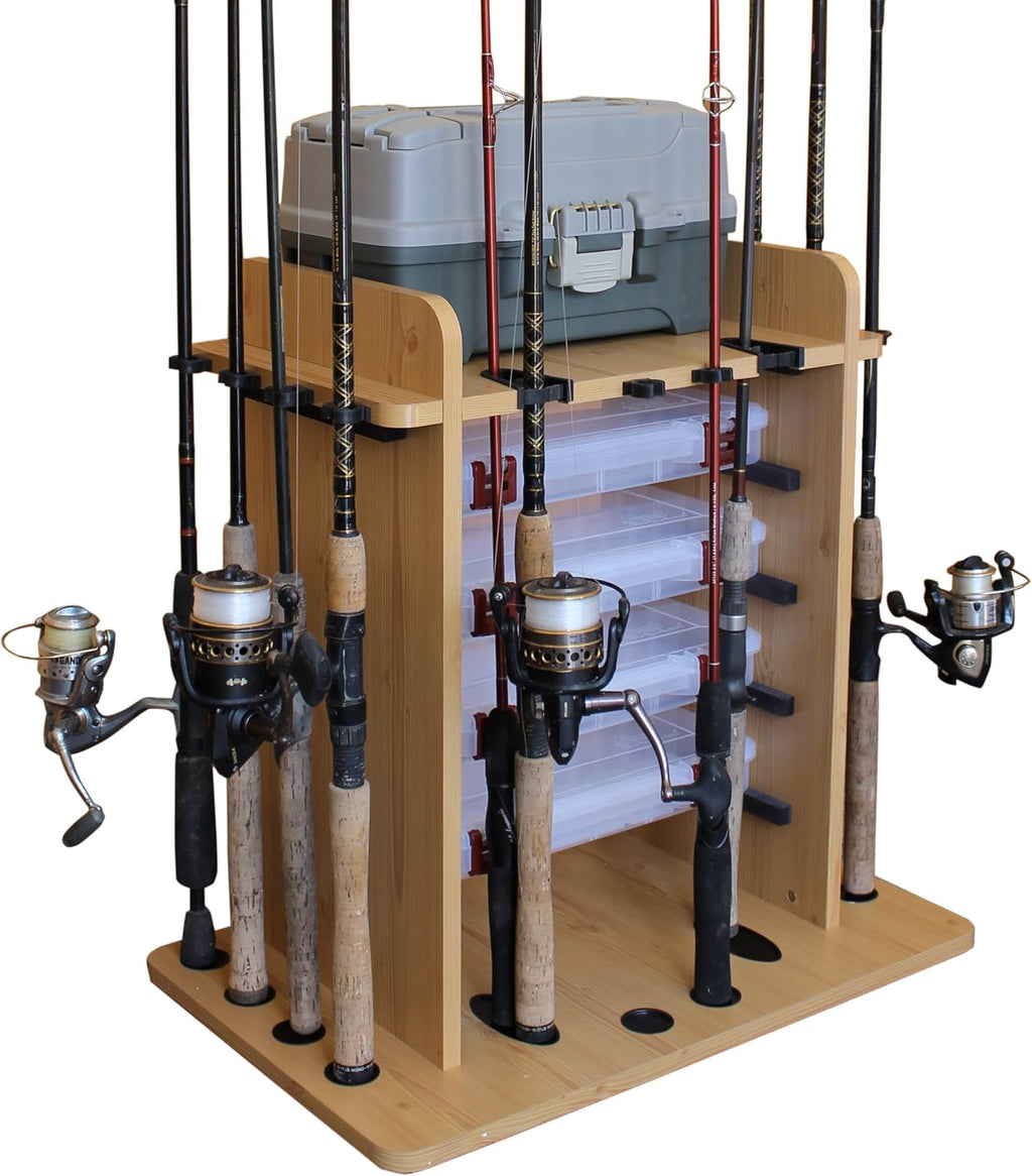 14 Fishing Rod Rack with 4 Utility Box Storage Capacity & Dual Rod Clips, Pack of 2 E39568